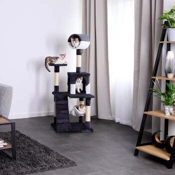 Kratzbaum, Höhe 133 cm grau/ weiß