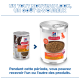 Boîtes d'aliments humides pour chiens Hill's Science Plan, ancien et nouveau design, étiquetées «Perfect Digestion» et «Loaf Paté» ; en-tête : «UN TOUT NOUVEAU LOOK, UN GOÛT SAVOUREUX»
