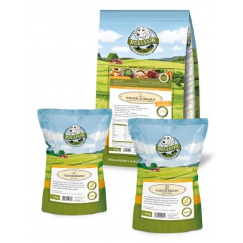 Bellfor Sparset Nr. 3 – Wiesen-Schmaus 10kg + Fleischstreifen Truthahn 100g + Fleischstreifen Ente 100g Bellfor Sparset Nr. 3 – Wiesen-Schmaus 10kg + Fleischstreifen Truthahn 100g + Fleischstreifen Ente 100g