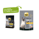 Image de sacs de nourriture pour chats Select Gold : un petit "Pure Adult" et un plus grand "ADULT PURE Huhn," avec un chat et "New DESIGN, same QUALITY."