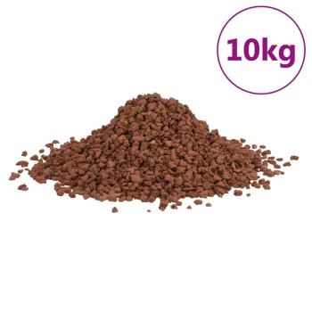 Ein Haufen brauner Haustierfutter- oder Ergänzungsgranulate, mit der Aufschrift "10kg" in einem lila Kreis in der oberen rechten Ecke.