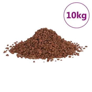 Ein Haufen brauner Haustierfutter- oder Ergänzungsgranulate, mit der Aufschrift "10kg" in einem lila Kreis in der oberen rechten Ecke.