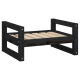 Schwarzes Holzhaustierbett mit slatted Basis, mit einem stabilen Rahmen und offenen Seiten für einfachen Zugang.