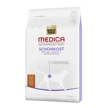 Select Gold Medica Veterinary Diet Schonkost, 10 kg Sack, gekennzeichnet als hochverdauliche gastrointestinal Diät für Hunde.