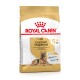 Royal Canin Adult German Shepherd dog food bag, suitable for dogs over 5 years, featuring a golden design and health claims.