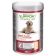 Behälter mit PetBalance Support Joint Powder für Hunde, mit einem Golden Retriever auf dem Etikett, 600g Größe, mit Text in mehreren Sprachen.