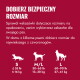 Poradnik rozmiarów zabawek dla psów (po polsku) 'DOBIERZ BEZPIECZNY ROZMIAR' — S ≤35 lb/≤16 kg; M/L 30–65 lb/13–30 kg; L 60–90 lb/27–41 kg