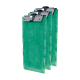 Drei grüne Aquariumfilterpads mit Metallclips, entworfen für die Wasserfiltration in Aquarien.