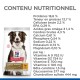 Emballage de nourriture pour chien avec un border collie, contenant des informations nutritionnelles incluant des protéines, des graisses, des vitamines et des minéraux.