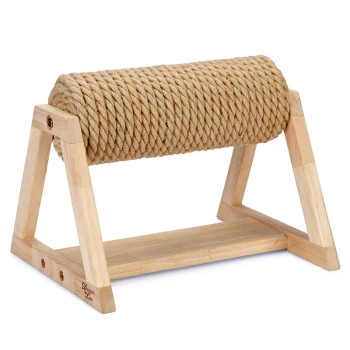 DBL Kratzbaum mit Fuß Yves Natürlicher Sisal-Kratzbaum auf einem Holzständer, entworfen für Katzen zum Kratzen und Spielen.