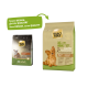 Zwei Tüten Select Gold Hundefutter: "XS Adult Sensitive" für kleine Hunde und eine kleinere "Sensitive"-Tüte. Der Text lautet: "Neues DESIGN, gleiche QUALITÄT."