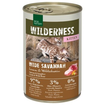 WILDERNESS Kitten Wide Savannah Jagnięcina i dzik 6x400 g
