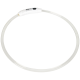 Un collier pour animal de compagnie circulaire blanc avec un petit bouton noir et le nom de la marque "AniOne" visible sur le côté.