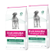 Torby z karmą dla psów Eukanuba Veterinary Diets, oznaczone jako "Restricted Calorie," z sylwetką psa, 12 kg każda.