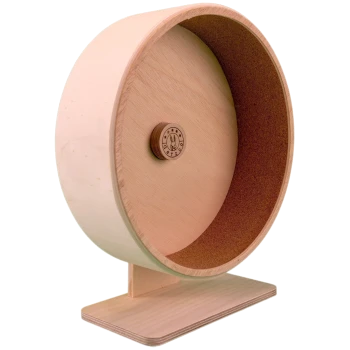 Holz-Laufrad für kleine Haustiere, mit einer glatten Oberfläche und einem Kork-Innenraum, mit einem 'GetZo'-Logo auf der Rückseite.