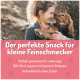 Zylindrischer Haustier-Leckerli-Behälter mit einem rosa Deckel, schwarzem Boden, Pfotenabdruck-Logo und Text "Für Hunde" und "100% Ente."