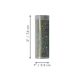 Tube en plastique transparent rempli de flocons vert-brun, dimensions indiquées : 3" / 7,6 cm de haut et 1" / 2,5 cm de large.