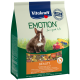 Eine Tüte Vitakraft Emotion Haustierfutter für Zwergkaninchen, mit der Aufschrift 'Beauty', die ein Kaninchen auf der Vorderseite und bunte Zutaten zeigt.