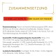 Etikett für Haustierfutter, das Zutaten und Nährwertinformationen detailliert, mit Rindfleisch und Hähnchen in Tomatensauce, mit Analyse der Komponenten.