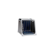 Eine graue und blaue Haustierbox mit einem vorderen Metalltor, entworfen für kleine bis mittelgroße Haustiere, mit einem sicheren Verriegelungsmechanismus.