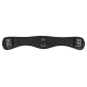 Schwarzer Sattelgurt mit Edelstahl-Schnallen und einem zentralen D-Ring, mit dem Logo "Equinate".