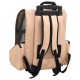Beige Haustiertrage-Rucksack mit verstellbaren Riemen, Netzseitenpaneelen und einem oberen Griff für einfachen Transport.