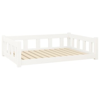 Hundebett Massivholz Kiefer weiß/ beige 75,5 cm, 28 cm, 1,055 m