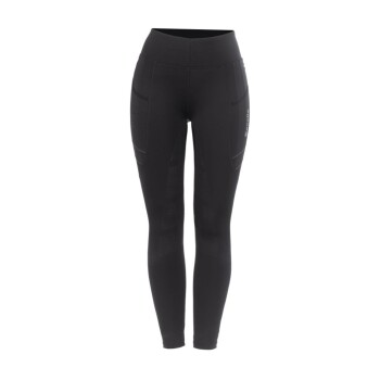 Schwarze Sportleggings mit hohem Bund und Seitentaschen, mit einem eleganten Design und atmungsaktiven Mesh-Einsätzen.