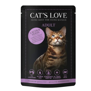 CAT'S LOVE Nassfutter Katze Adult in Gelee Lachs & Huhn 12x85 g