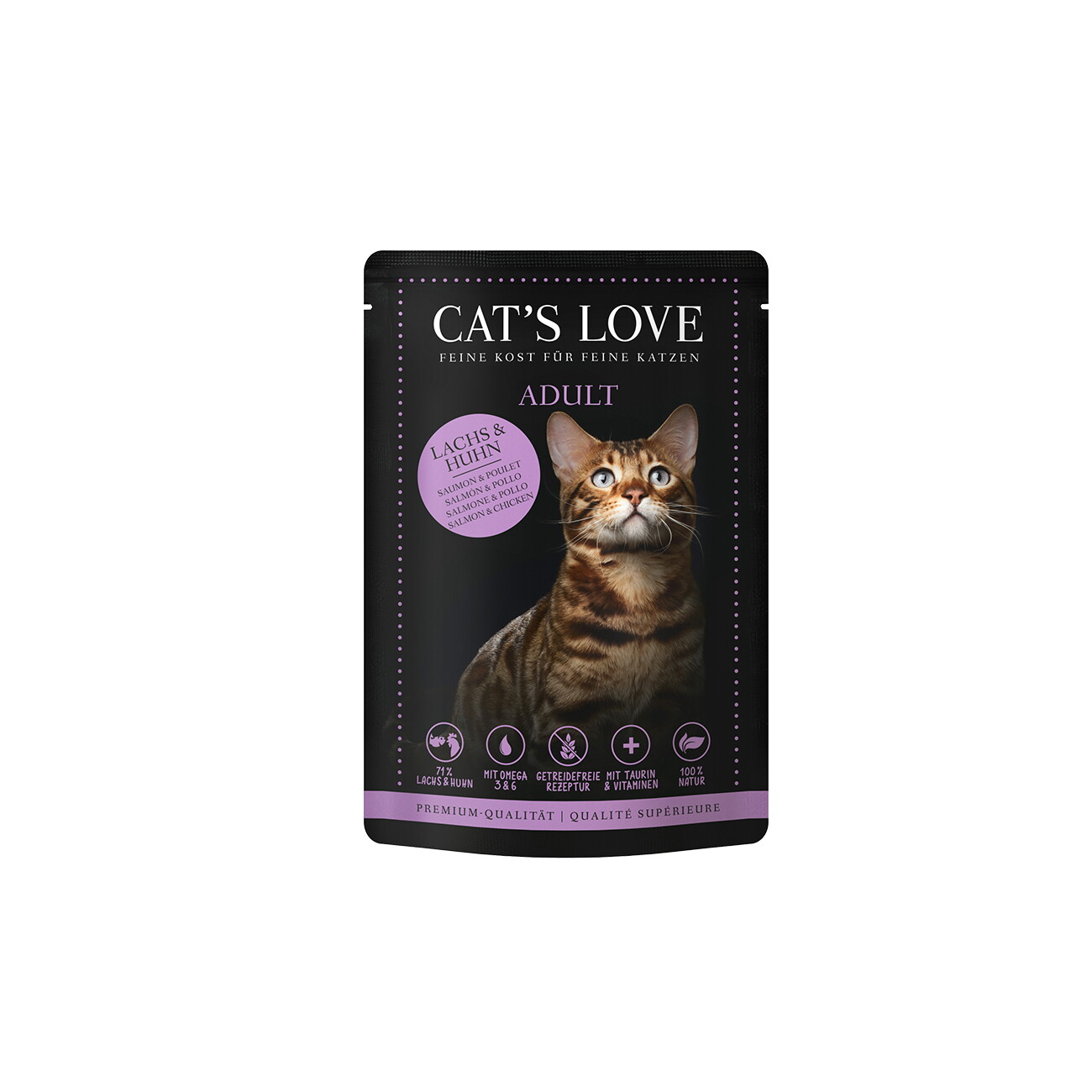 CAT'S LOVE Nassfutter Katze Adult in Gelee Lachs und Huhn 12x85 g
