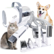 AFP All For Paws Haustierpflege-Staubsauger-Set mit Schlauch und mehreren Aufsätzen, gezeigt mit einer flauschigen grauen Katze und einem lächelnden Corgi.