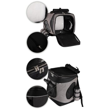 Haustier-Rucksack grau/ schwarz
