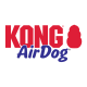 KONG AirDog-Logo: fettrote 'KONG' mit roter Spielzeugsilhouette rechts und blauem 'AirDog'-Schriftzug darunter.
