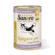 Dose Sanoro Hundefutter mit einer springenden Hundesilhouette, gekennzeichnet mit "Känguru pur" und "100% Muskelfleisch" sowie "Premium Hundenahrung."