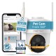 Pet Cam von Petec, mit 360°-Ansicht, WiFi-Technologie und einer Smartphone-App-Anzeige, die eine Katze zeigt. Enthält Bewertungen und Konformitätsabzeichen.