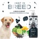 Flasche 'Best in Breed' Hundeshampoo, mit einem verspielten Design, veganem Etikett und Inhaltsstoffen wie Limette, Orange und Aktivkohle.