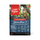 Orijen Guardian 8 Katzenfutterbeutel mit einer Katze auf einem Baumast, der "90% hochwertige tierische Zutaten" und "8 Gesundheitsvorteile" hervorhebt.
