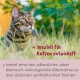 Nahaufnahme einer Bengal-Katze im Gras mit dem Text: "speziell für Katzen entwickelt" über eine pflanzenbasierte Alternative zu Toxinen.