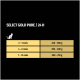 Tableau des directives d'alimentation pour la nourriture pour chats Select Gold Pure, montrant les tranches d'âge et les quantités quotidiennes en grammes.