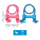 Jouets pour chien en corde KONG en rose et bleu, dimensions 4,25" / 10,8 cm par 1,25" / 3,1 cm, étiquette 'XS 4 lb ≤ 2 kg'.