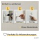 3-Schritt-Grafik zum Entfernen eines klebenden Wandhakens: Erwärmen; Ablösen; Fertig. Ohne Rückstände. Perfekt für Mietwohnungen.