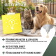 Collage mit einer Person, die eine Katze hält, einer Person, die einen Hund streichelt, und einer Frau mit einem Pferd. Der Text lautet "NATURPRODUKTE" und "Damit es dir gut geht."