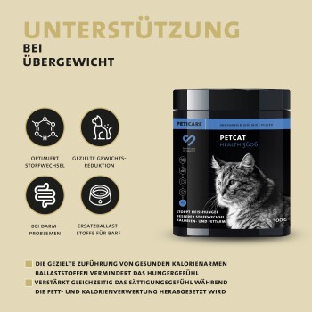 Peticare Diät Schlank Vital Pulver für Katzen, unterstützt Abnehmen-Prozess | 100 gr