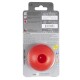 Rotes mittelgroßes Rogz Grinz Hundespielzeug mit Sprung-, Schwimm- und Leckerli-Funktion, Barcode und Warnhinweis auf der Verpackung.