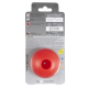 Rotes mittelgroßes Rogz Grinz Hundespielzeug mit Sprung-, Schwimm- und Leckerli-Funktion, Barcode und Warnhinweis auf der Verpackung.