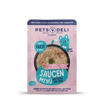 Nourriture humide pour chat Adult Saucen Menu Saumon aux brocolis 12 x 70 g