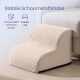 Beige gerippte Schaumstoff-Haustierstufe mit deutschem Text: Stabile Schaumstoffstütze; Schaumstoff mit hoher Dichte; Stabiler Halt.
