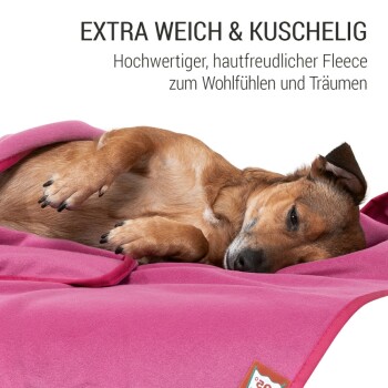 Nahaufnahme eines rosa Haustierprodukts mit dem Logo "Doctor Bark" und dem Text "MADE IN GERMANY" deutlich sichtbar.
