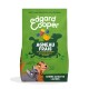 Sac vert Edgard Cooper indiquant AGNEAU FRAIS, CHIENS ADULTES GRANDES RACES ; silhouette d'agneau, légumes et chiens