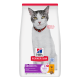 Hill's Science Plan Katzenfutterbeutel mit weiß‑grauer Katze; Beschriftungen „Senior 11+“ und „mit Huhn“ sowie Hill's‑Logo.